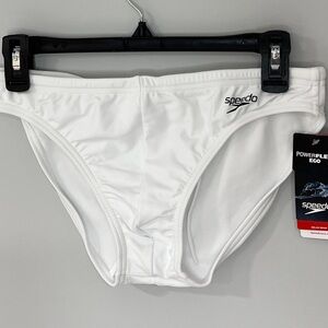 NWT Men’s Speedo Swim Brief. PowerFlex Eco White Swimwear. Size 34.
